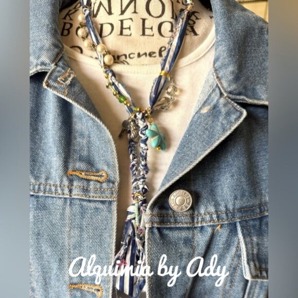 Bandanna turquoise layered statement necklace - Picture 1 of 6